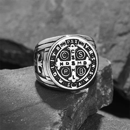 WOLFHA JEWELRY RINGS Vintage CSPB Silver Stainless Steel Cross Ring Silver 1