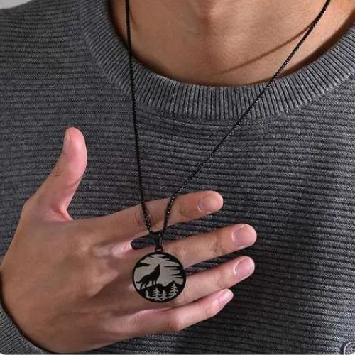 WOLFHA JEWELRY Vintage Coyote Forest Stainless Steel Pendant 3