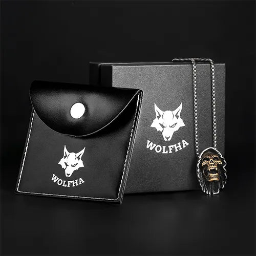 WOLFHA JEWELRY Vintage Gold Skull Stainless Steel Gothic Pendant 4