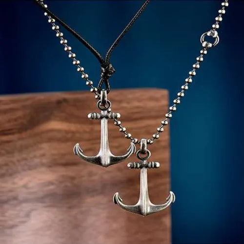 WOLFHA JEWELRY Vintage Handmade Boat Anchor Sterling Silver Necklace Pendant 1