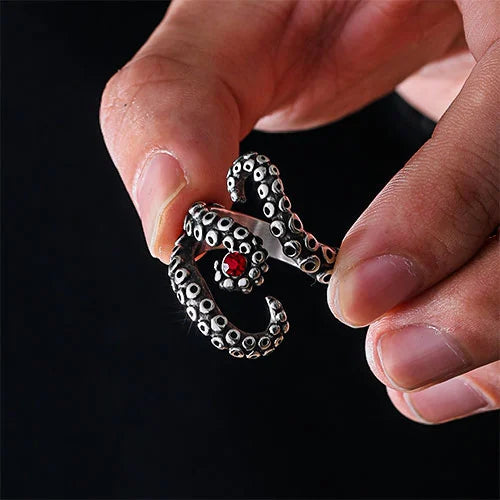 WOLFHA JEWELRY RINGS Vintage Men's Octopus Stainless Steel Ring Silver 5