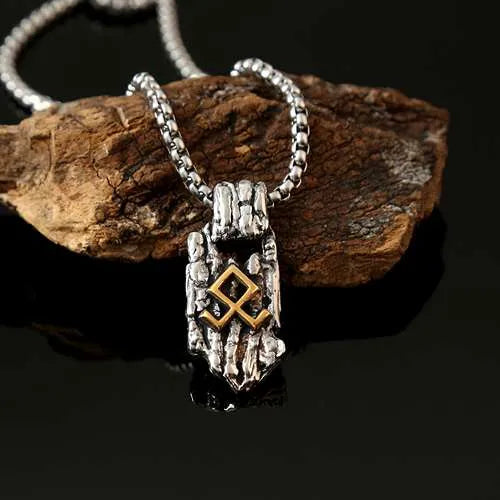 WOLFHA JEWELRY Vintage Othala Rune Stainless Steel Pendant 2