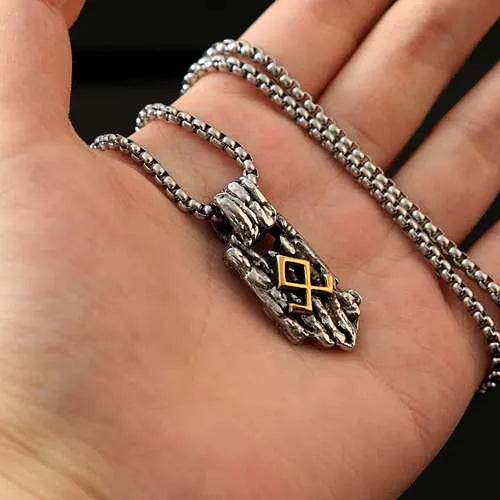 WOLFHA JEWELRY Vintage Othala Rune Stainless Steel Pendant 3