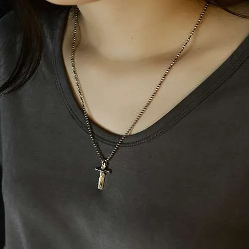 WOLFHA JEWELRY Vintage Simple Cross Sterling Silver Necklace Pendant 4