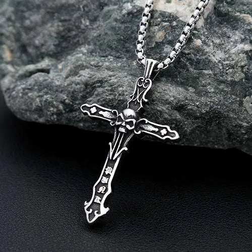 WOLFHA JEWELRY Vintage Skull Cross Pendant 2