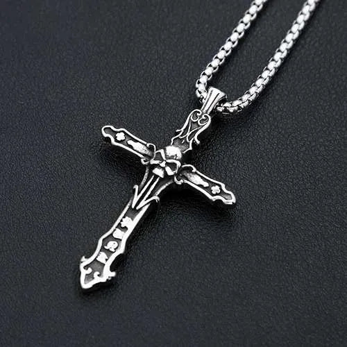 WOLFHA JEWELRY Vintage Skull Cross Pendant 3