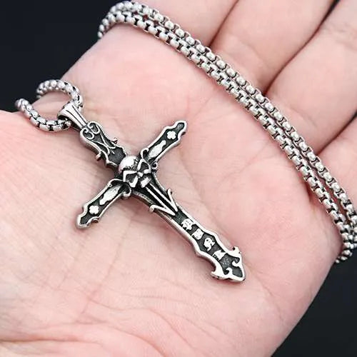WOLFHA JEWELRY Vintage Skull Cross Pendant 4