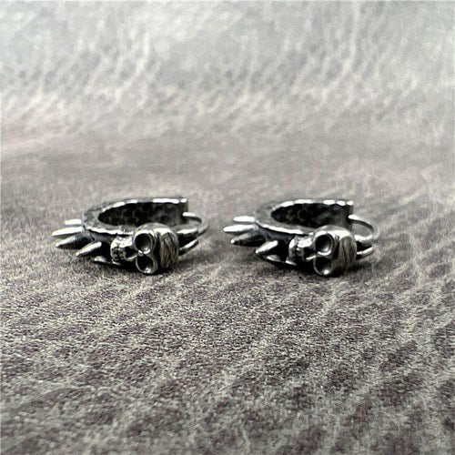 WOLFHA JEWELRY Vintage Skull Needle Hoop Earrings 2