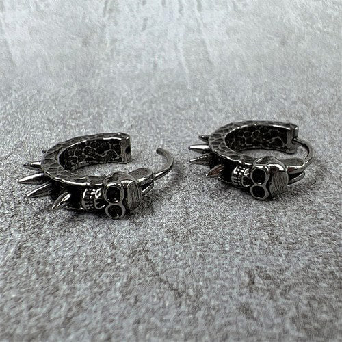 WOLFHA JEWELRY Vintage Skull Needle Hoop Earrings 4