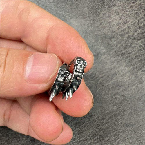 WOLFHA JEWELRY Vintage Skull Needle Hoop Earrings 3