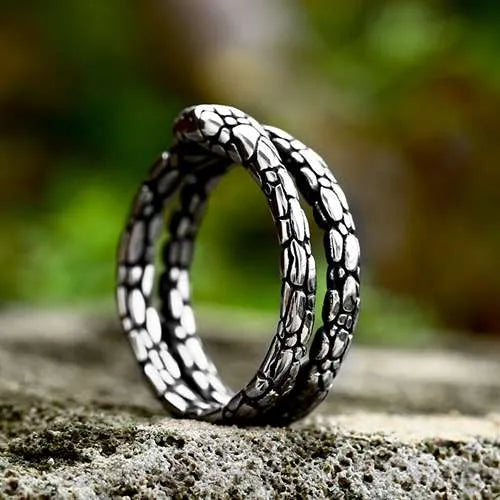 WOLFHA Vintage Snake Stainless Steel Ring 2