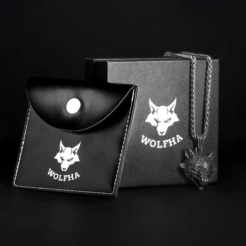 WOLFHA JEWELRY Vintage Stainless Steel Viking Wolf Pendant Sliver 7