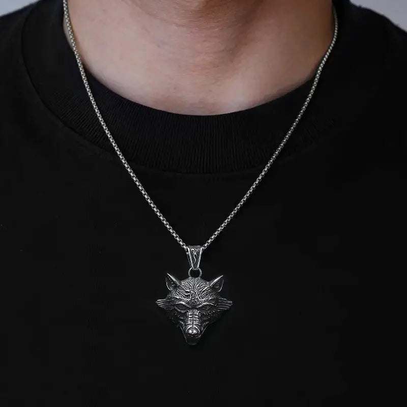 WOLFHA JEWELRY Vintage Stainless Steel Viking Wolf Pendant Sliver 6