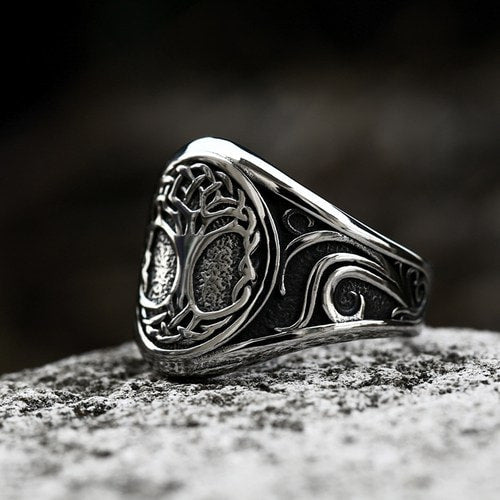 WOLFHA JEWELRY Vintage Tree of Life Stainless Steel Ring
