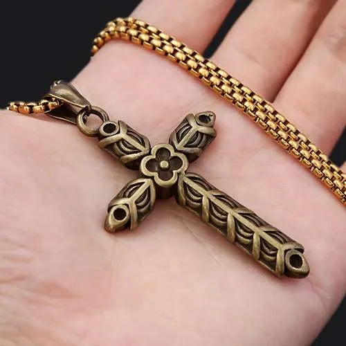 WOLFHA JEWELRY Vintage Viking Athelstan Cross Amulet Stainless Steel Pendant 4