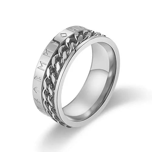 WOLFHA JEWELRY RINGS Vintage Viking Rune Stainless Steel Spinner Ring 3