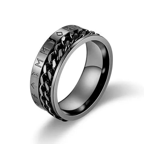 WOLFHA JEWELRY RINGS Vintage Viking Rune Stainless Steel Spinner Ring 2
