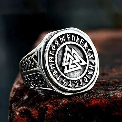 WOLFHA  JEWELRY RINGS Vintage Viking Valknut Rune Stainless Steel Ring 1