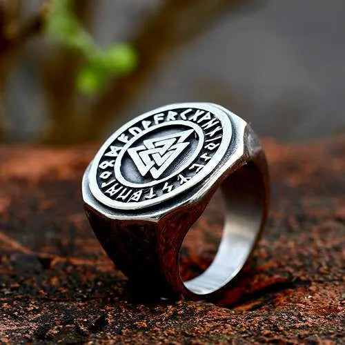 WOLFHA JEWELRY RINGS Vintage Viking Valknut Rune Stainless Steel Ring 2