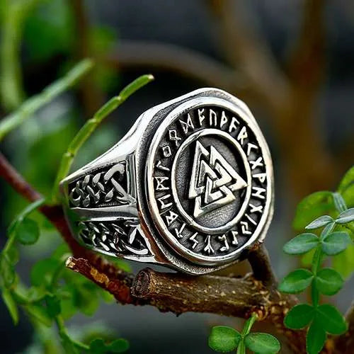 WOLFHA JEWELRY RINGS Vintage Viking Valknut Rune Stainless Steel Ring 3