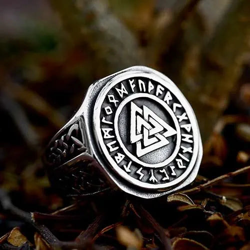 WOLFHA JEWELRY RINGS Vintage Viking Valknut Rune Stainless Steel Ring 4