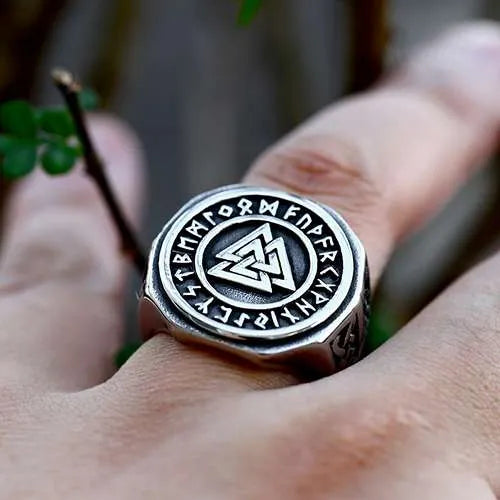 WOLFHA JEWELRY RINGS Vintage Viking Valknut Rune Stainless Steel Ring 5