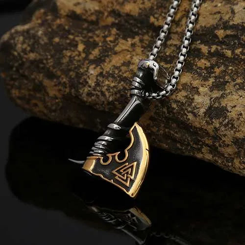 WOLFHA JEWELRY Vintage Viking Valknut Axe Stainless Steel Pendant 2