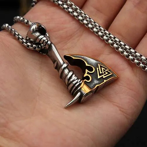 WOLFHA JEWELRY Vintage Viking Valknut Axe Stainless Steel Pendant 4