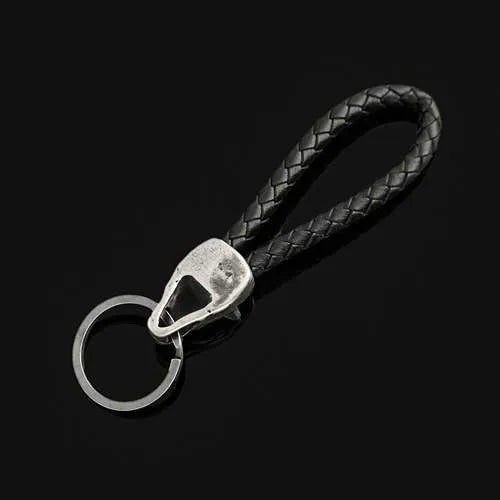 WOLFHA JEWELRY Vintage Wolf Head Braided Leather Strap Keychain 3