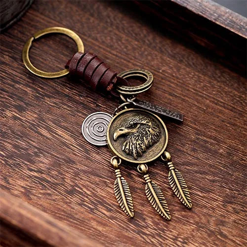 Wolfha Jewelry Eagle Leather Retro Keychain 4