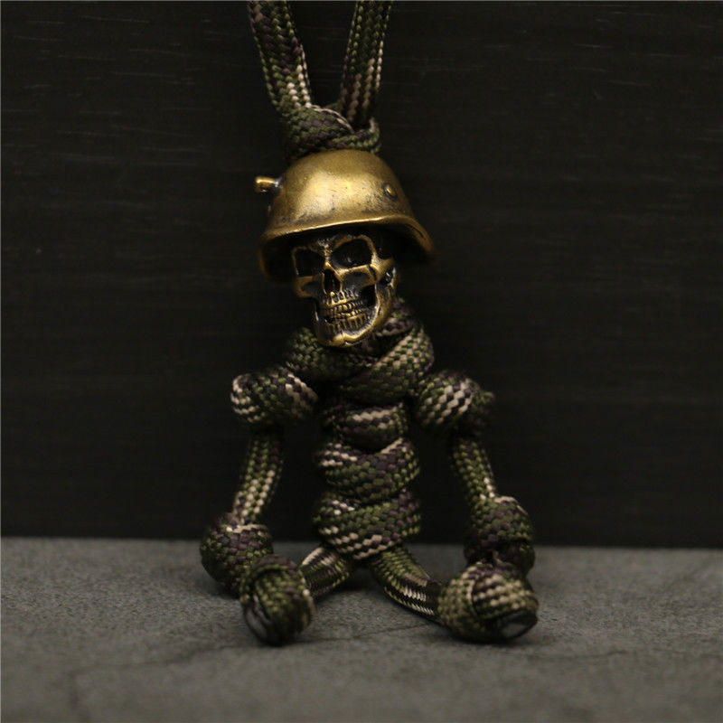 Wolfha_Jewelry_Vintage_Skull_Solider_Braided_Rope_Keychain_Pendant