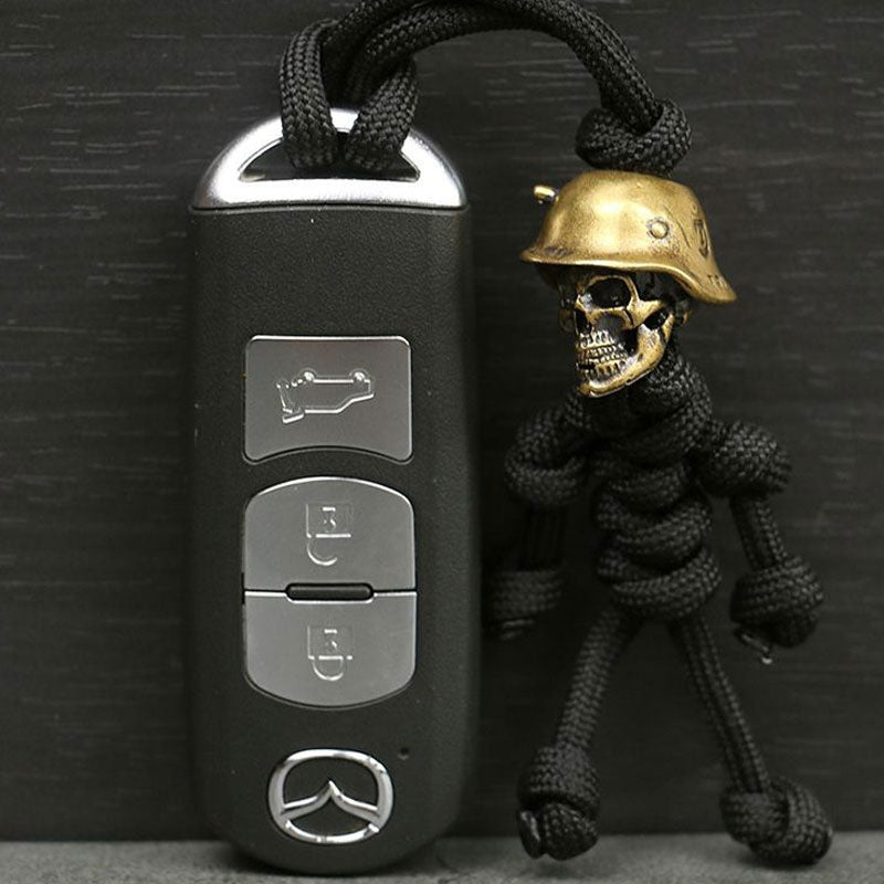 Wolfha_Jewelry_Vintage_Skull_Solider_Braided_Rope_Keychain_Pendant