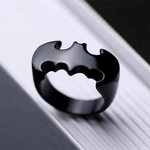 Wolfha Jewelry Black Batman Titanium Steel Biker Ring 1