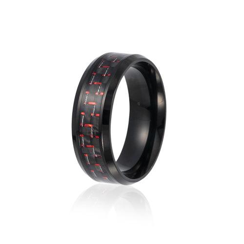 Wolfha Jewelry Blue Carbon Fiber Inlay Titanium Steel Ring 3