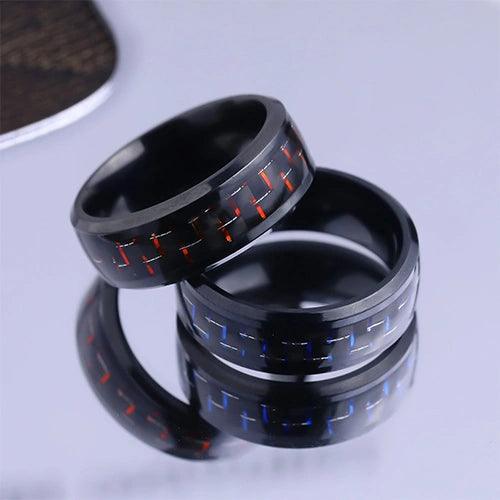 Wolfha Jewelry Blue Carbon Fiber Inlay  Titanium Steel  Ring 1