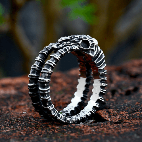 Wolfha Jewelry Gothic Goat Skull Horn Stainless Steel Ring 1