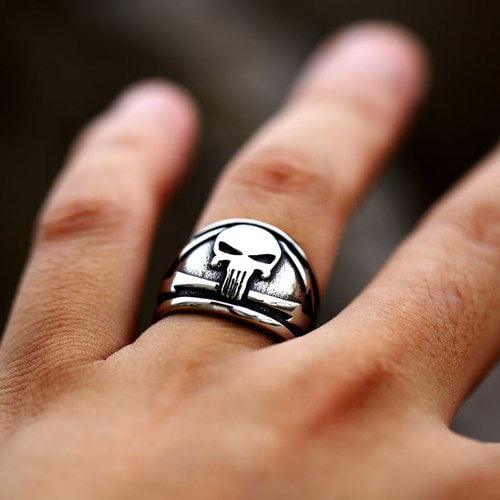 Wolfha Jewelry Gothic Skull Biker Lightning Ring 2