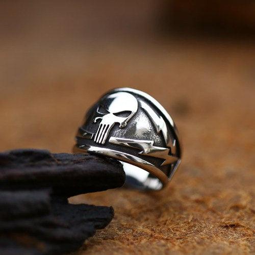 Wolfha Jewelry Gothic Skull Biker Lightning Ring 3