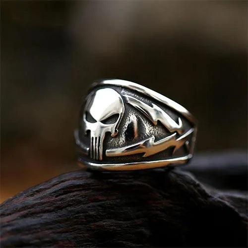 Wolfha Jewelry Gothic Skull Biker Lightning Ring 4