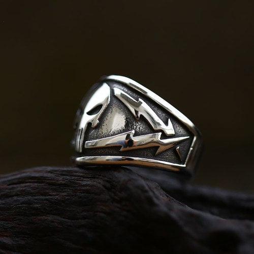 Wolfha Jewelry Gothic Skull Biker Lightning Ring 5