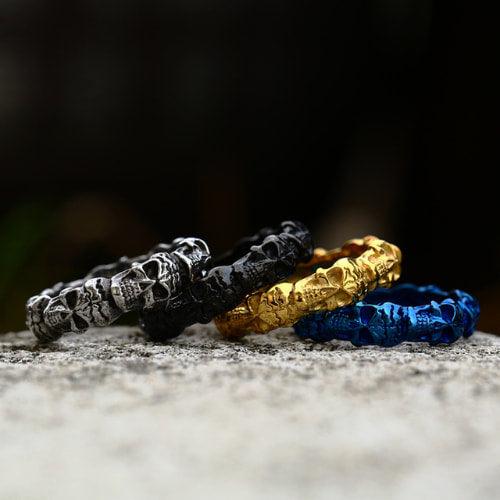 WOLFHA JEWELRY RINGS Gothic Stackable Stainless Steel Skull Ring 3