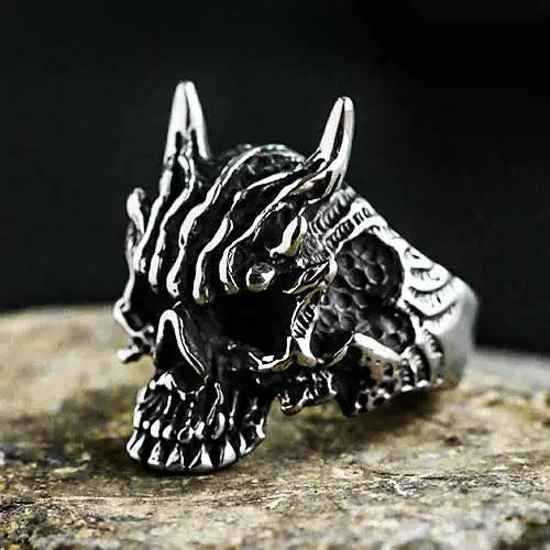 WOLFHA JEWELRY RINGS Gothic Stainless Steel Ghost Skull Ring Silver 4