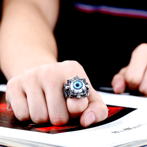 Wolfha Jewelry Greek Evil Eye Gothic Stainless Steel Ring 6