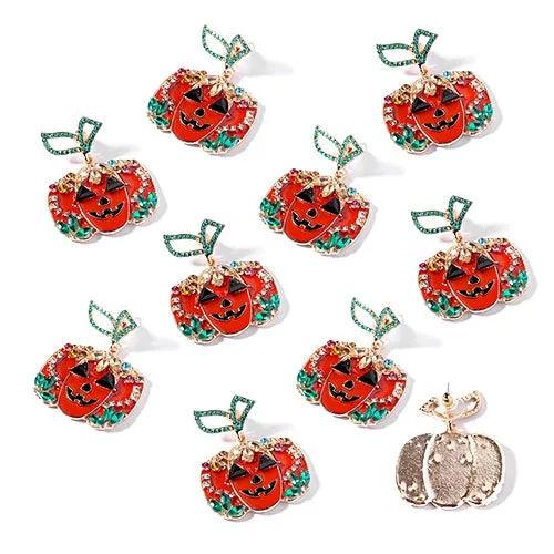 Wolfha Jewelry Halloween Skull Pumpkin Lamp Ghost Face Earrings 5