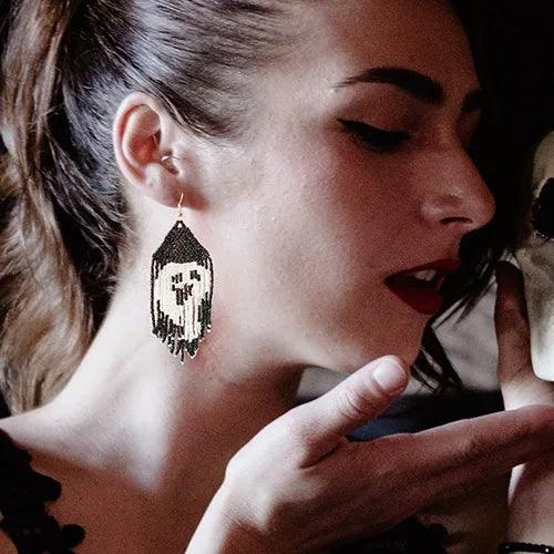 Wolfha Jewelry Halloween Sorceress Beads Tassel Earrings 2