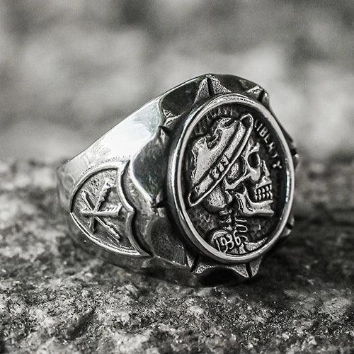 Wolfha Jewelry Hat Skull Punk Hip Hop Gothic 1936 Stainless Steel Ring 2