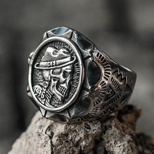 Wolfha Jewelry Hat Skull Punk Hip Hop Gothic 1936 Stainless Steel Ring 3
