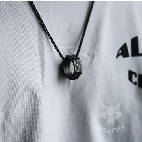 WOLFHA JEWELRY RINGS Hexagonal Simple Unique Stainless Steel Ring Black 7