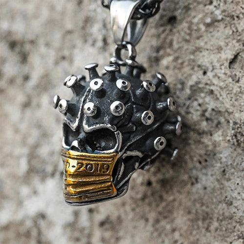 Wolfha Jewelry Inter-golden Gothic Crown Virus Skull Stainless Steel Pendant 4