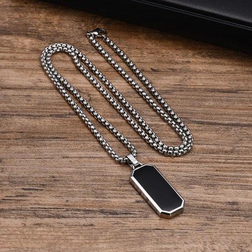 WOLFHA JEWELRY New Trendy Simple Black Square Pendant Necklace 4